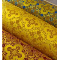 Yellow Nonmetallic Greek Brocade - Church Brocade - Liturgical Brocade - Priest vestment's fabric