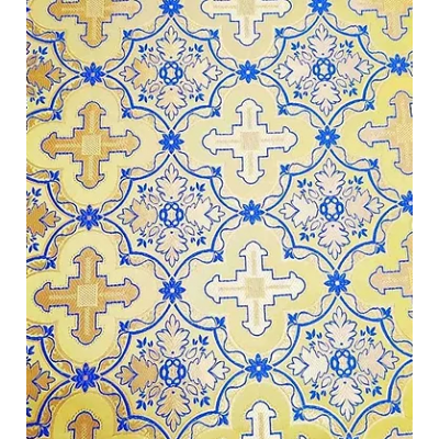 Yellow Nonmetallic Greek Brocade - Church Brocade - Liturgical Brocade - Priest vestment's fabric