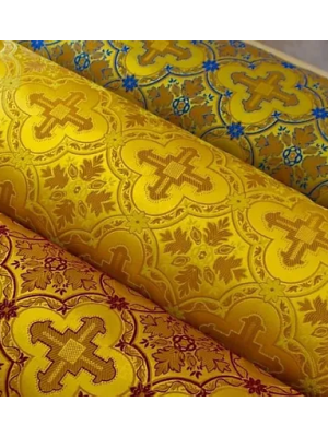 Yellow Nonmetallic Greek Brocade - Church Brocade - Liturgical Brocade - Priest vestment's fabric