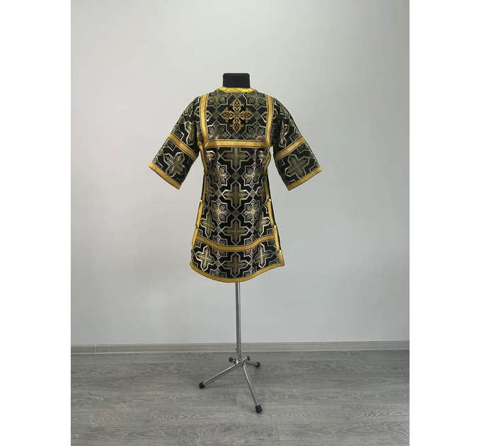 Black childrens sticharion (up to 150 cm height) - Church Altar Server robe