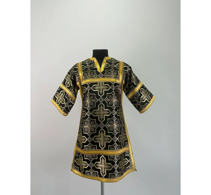 Black childrens sticharion (up to 150 cm height) - Church Altar Server robe