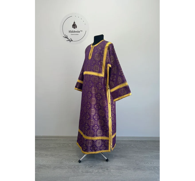Violet Orthodox sticharion - Church stikhar - Altar Server Reader Robe in white