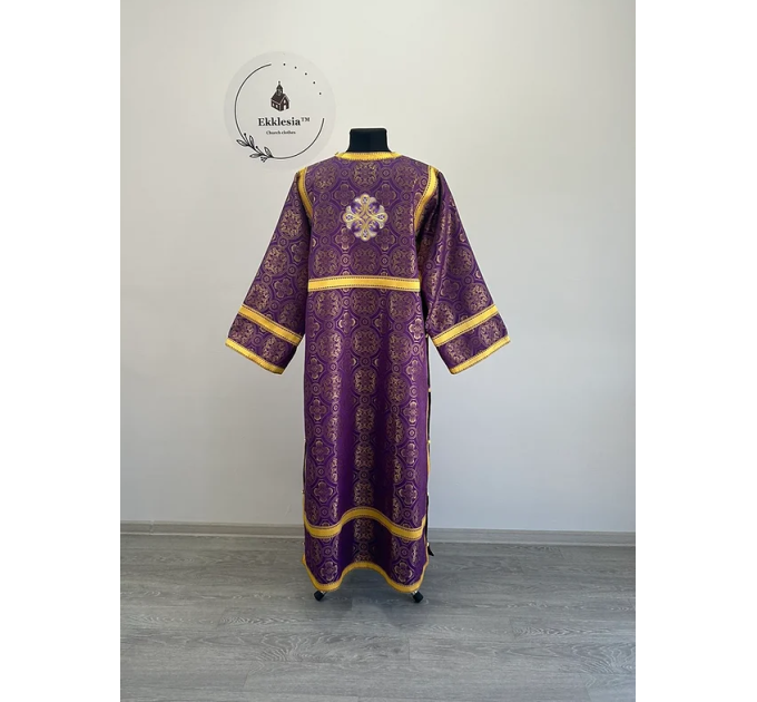 Violet Orthodox sticharion - Church stikhar - Altar Server Reader Robe in white