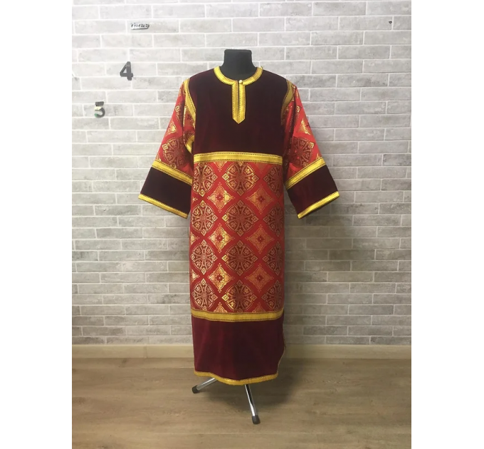 Сombined brocade and velvet sticharion - stikhar - Altar Server Reader Robe