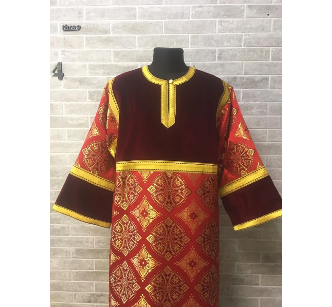 Сombined brocade and velvet sticharion - stikhar - Altar Server Reader Robe