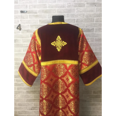 Сombined brocade and velvet sticharion - stikhar - Altar Server Reader Robe