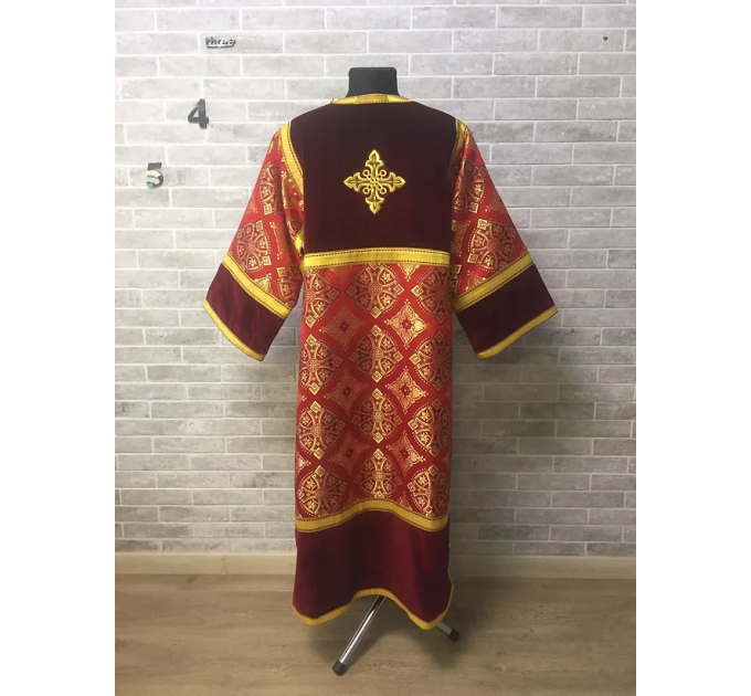 Сombined brocade and velvet sticharion - stikhar - Altar Server Reader Robe