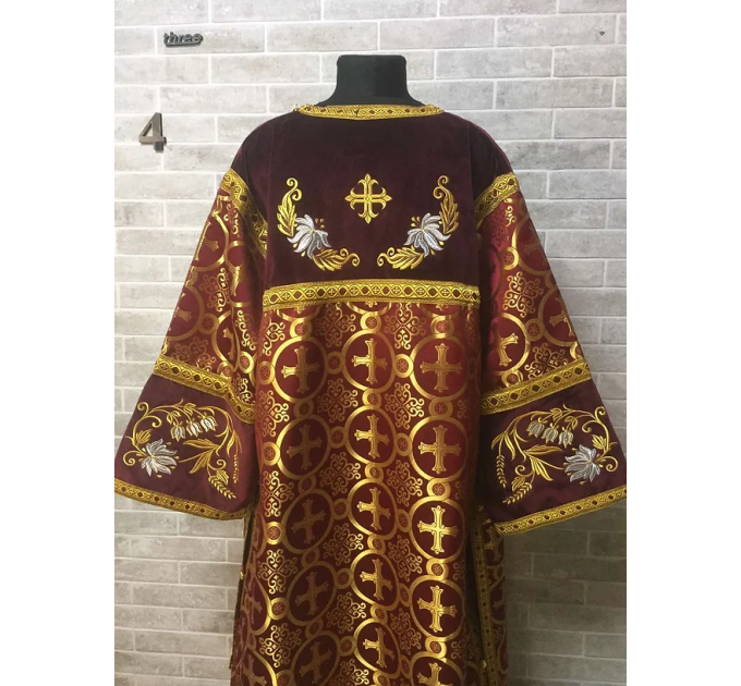 Сombined brocade and velvet sticharion - Altar boy robe - Altar Server Reader