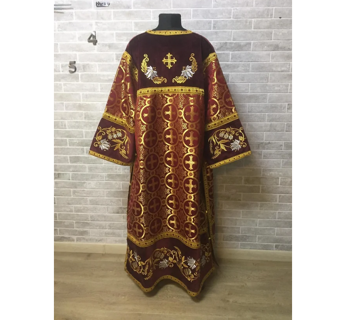 Сombined brocade and velvet sticharion - Altar boy robe - Altar Server Reader