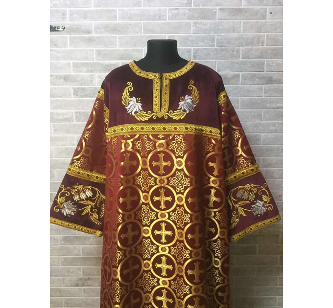 Сombined brocade and velvet sticharion - Altar boy robe - Altar Server Reader