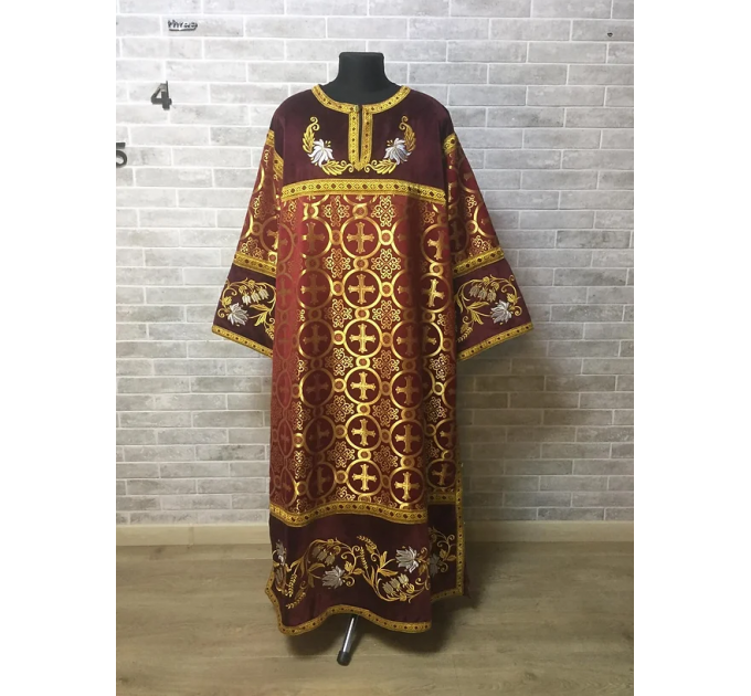 Сombined brocade and velvet sticharion - Altar boy robe - Altar Server Reader