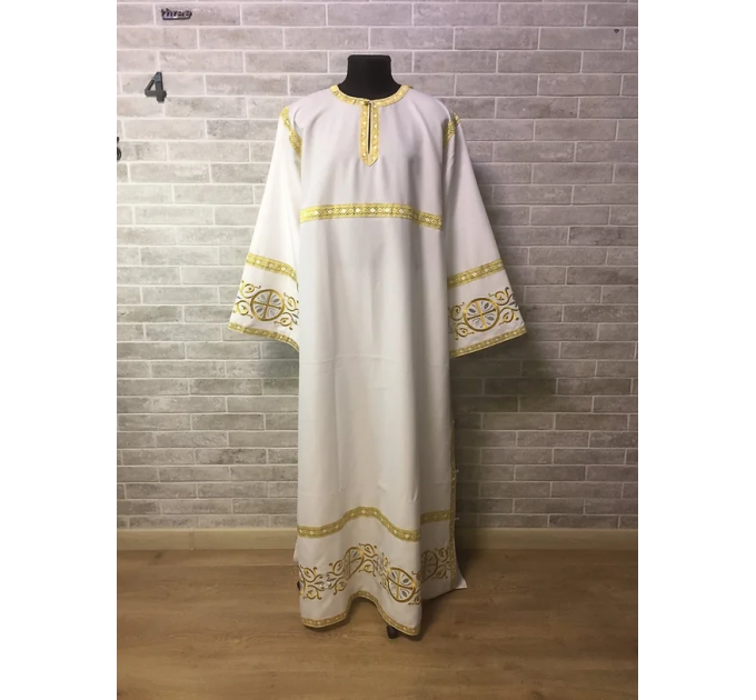 Embroidered Stichar with cross on the back - Altar server reader robe - S