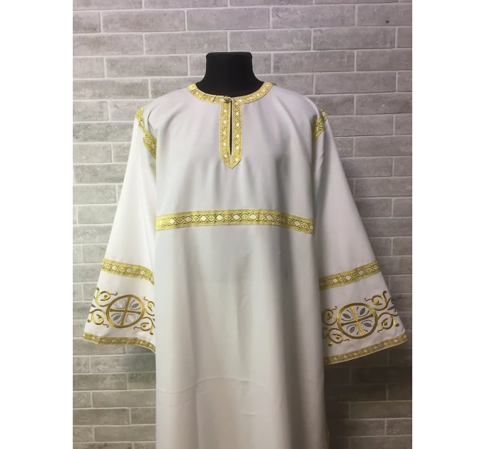 Embroidered Stichar with cross on the back - Altar server reader robe - S