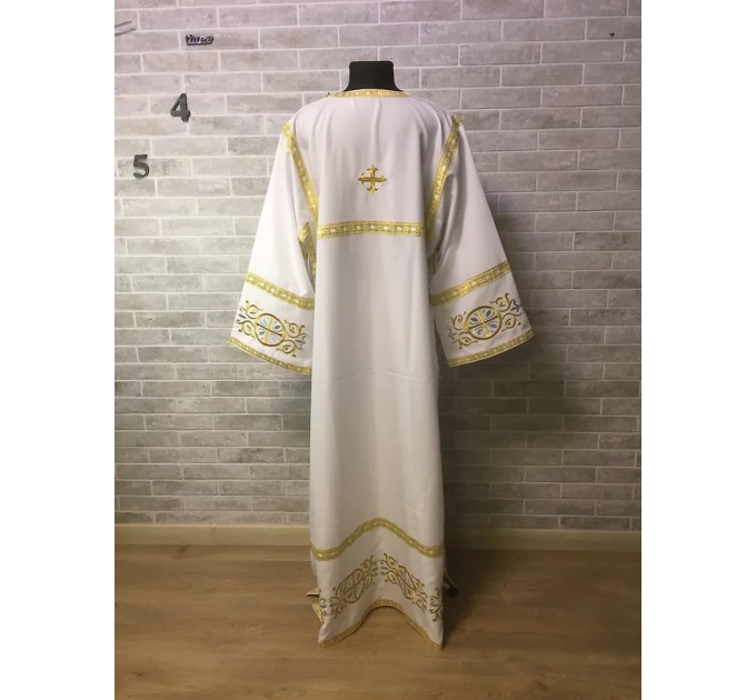 Embroidered Stichar with cross on the back - Altar server reader robe - S