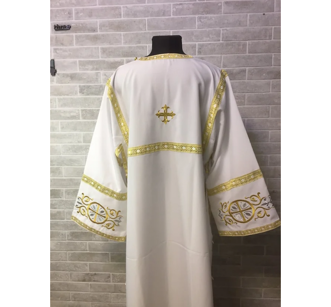 Embroidered Stichar with cross on the back - Altar server reader robe - S