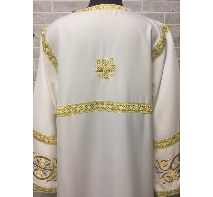 Stichar with embroidered cross - Church sticharion - Altar server reader robe