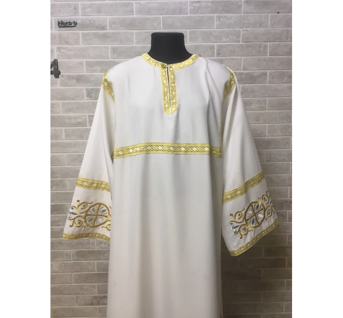 Stichar with embroidered cross - Church sticharion - Altar server reader robe