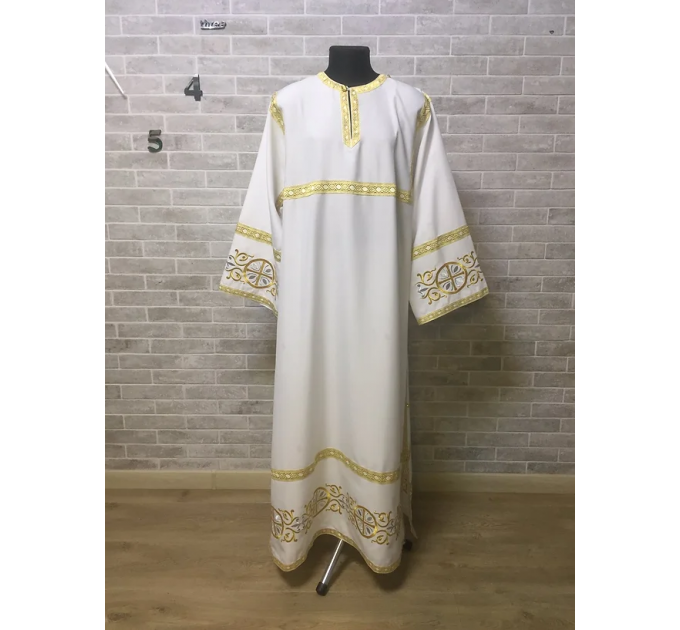 Stichar with embroidered cross - Church sticharion - Altar server reader robe