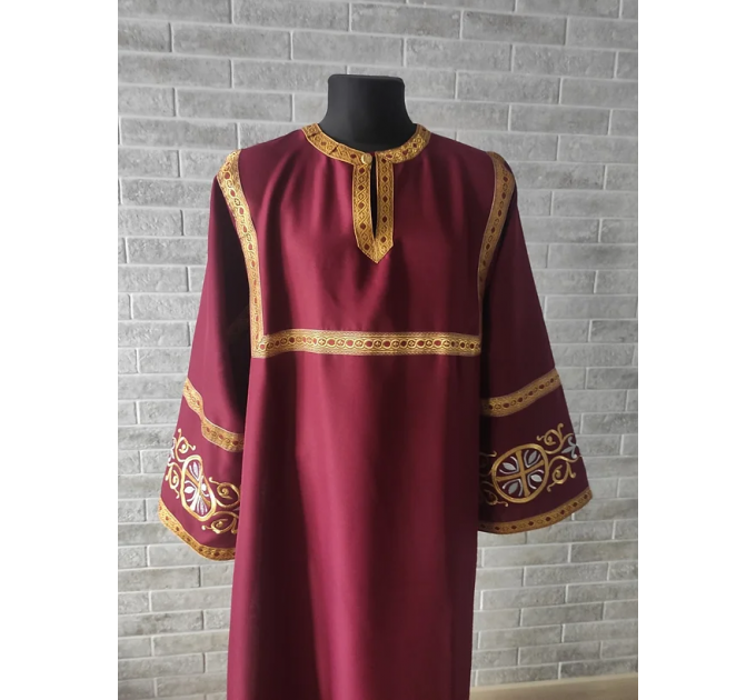 Embroidered Stichar with icon on the back - Altar server reader robe - Stichar