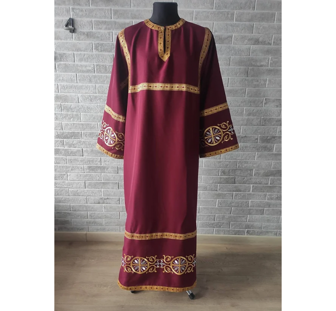 Embroidered Stichar with icon on the back - Altar server reader robe - Stichar