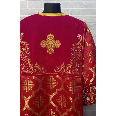 Combined embroidered and brocade sticharion - Stichar with the embroidery on red