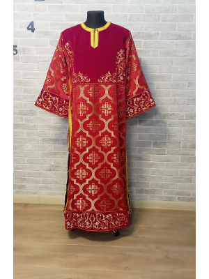 Combined embroidered and brocade sticharion - Stichar with the embroidery on red