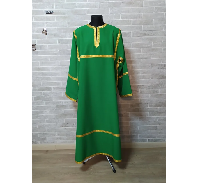 Green Altar Server Reader Robe in gabardine - Stikharion - Surplice - Rochet