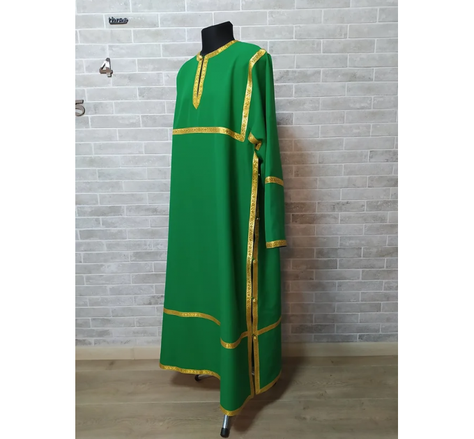 Green Altar Server Reader Robe in gabardine - Stikharion - Surplice - Rochet