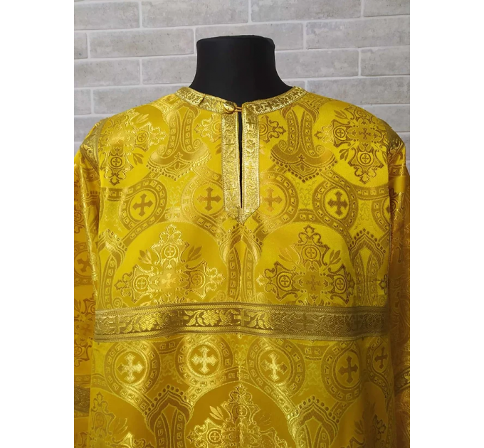 Yellow brocade Altar Server Reader Robe - Stikharion - Surplice - Rochet - Alb