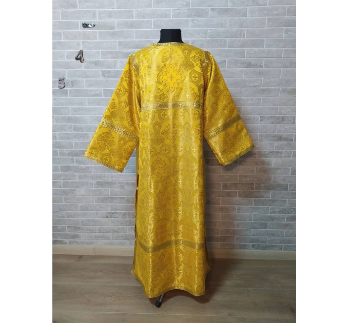 Yellow brocade Altar Server Reader Robe - Stikharion - Surplice - Rochet - Alb