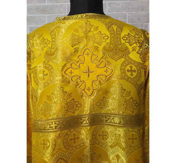 Yellow brocade Altar Server Reader Robe - Stikharion - Surplice - Rochet - Alb