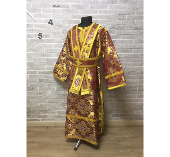 Gold-maroon subdeacon's vestment and single orar - Stictarion for subdeacon