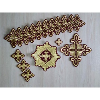 Orthodox Set of 17 embroidered crosses for Orthodox vestments - sewing supply