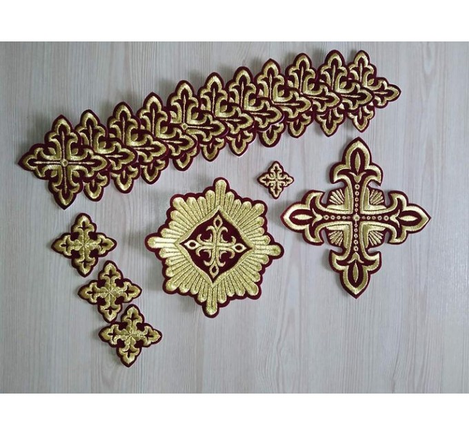 Orthodox Set of 17 embroidered crosses for Orthodox vestments