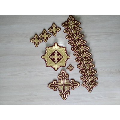 Orthodox Set of 17 embroidered crosses for Orthodox vestments - sewing supply