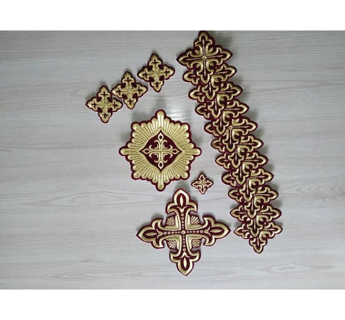 Orthodox Set of 17 embroidered crosses for Orthodox vestments