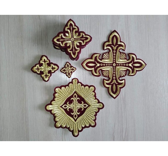 Orthodox Set of 17 embroidered crosses for Orthodox vestments