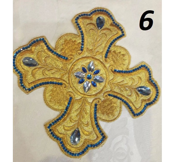 Set of 14 embroidered crosses for vestments with stones