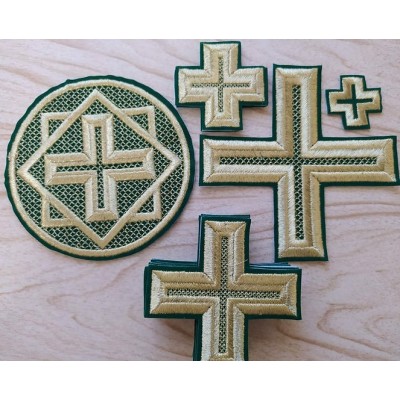 Set of 17 embroidered crosses for Priest's vestments - 17 Crosses in Greek style