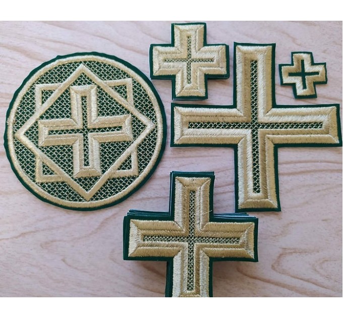 Set of 17 embroidered crosses for Priest's vestment