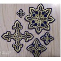 Orthodox set of 17 embroidered crosses for Priest's vestments in greek style