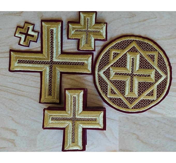 Set of 17 embroidered crosses for Priest's vestment