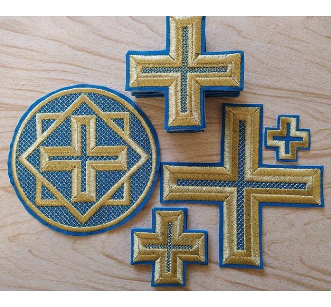 Set of 17 embroidered crosses for Priest's vestment