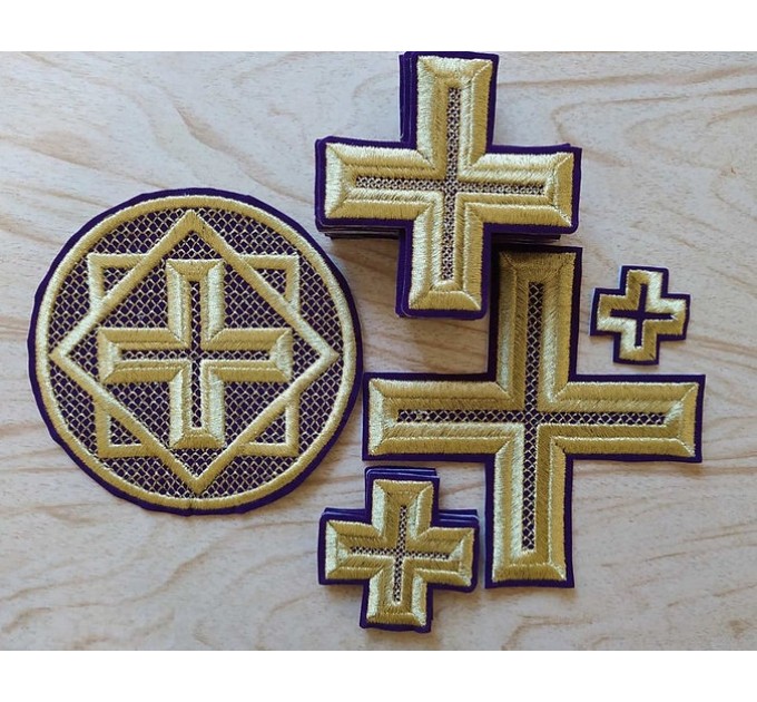 Set of 17 embroidered crosses for Priest's vestment