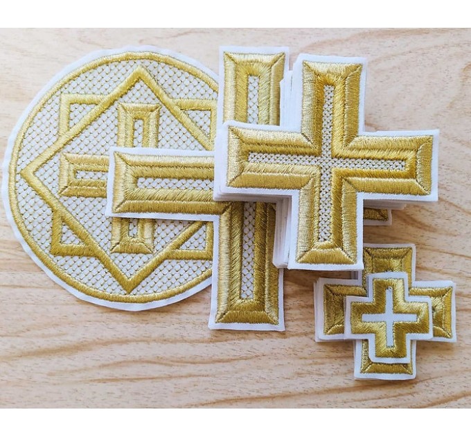 Set of 17 embroidered crosses for Priest's vestment