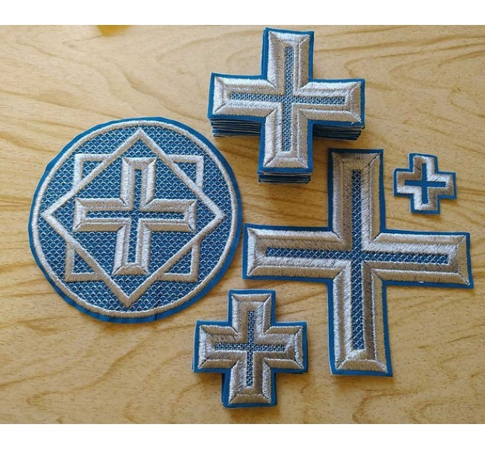 Set of 17 embroidered crosses for Priest's vestment