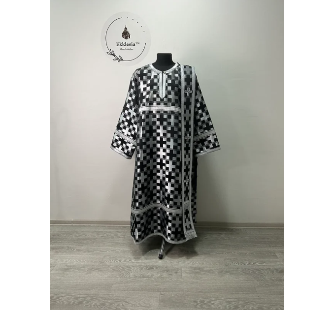 Black deacon's vestment set - Deacon's alb - Orthodox Vestment - Stichar, orar