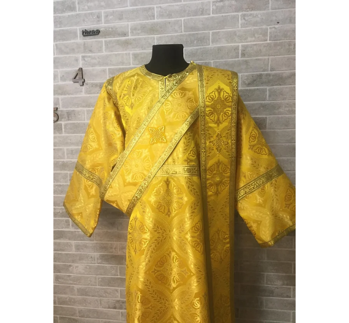 Brocade vestment for deacon - Stichar and orar in yellow-gold brocade