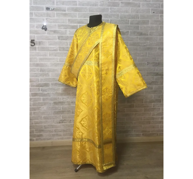 Brocade vestment for deacon - Stichar and orar in yellow-gold brocade