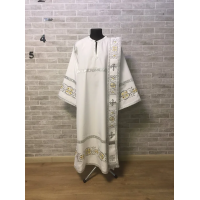 Deacon's embroidered vestment - Stichar and orar with silver embroidery